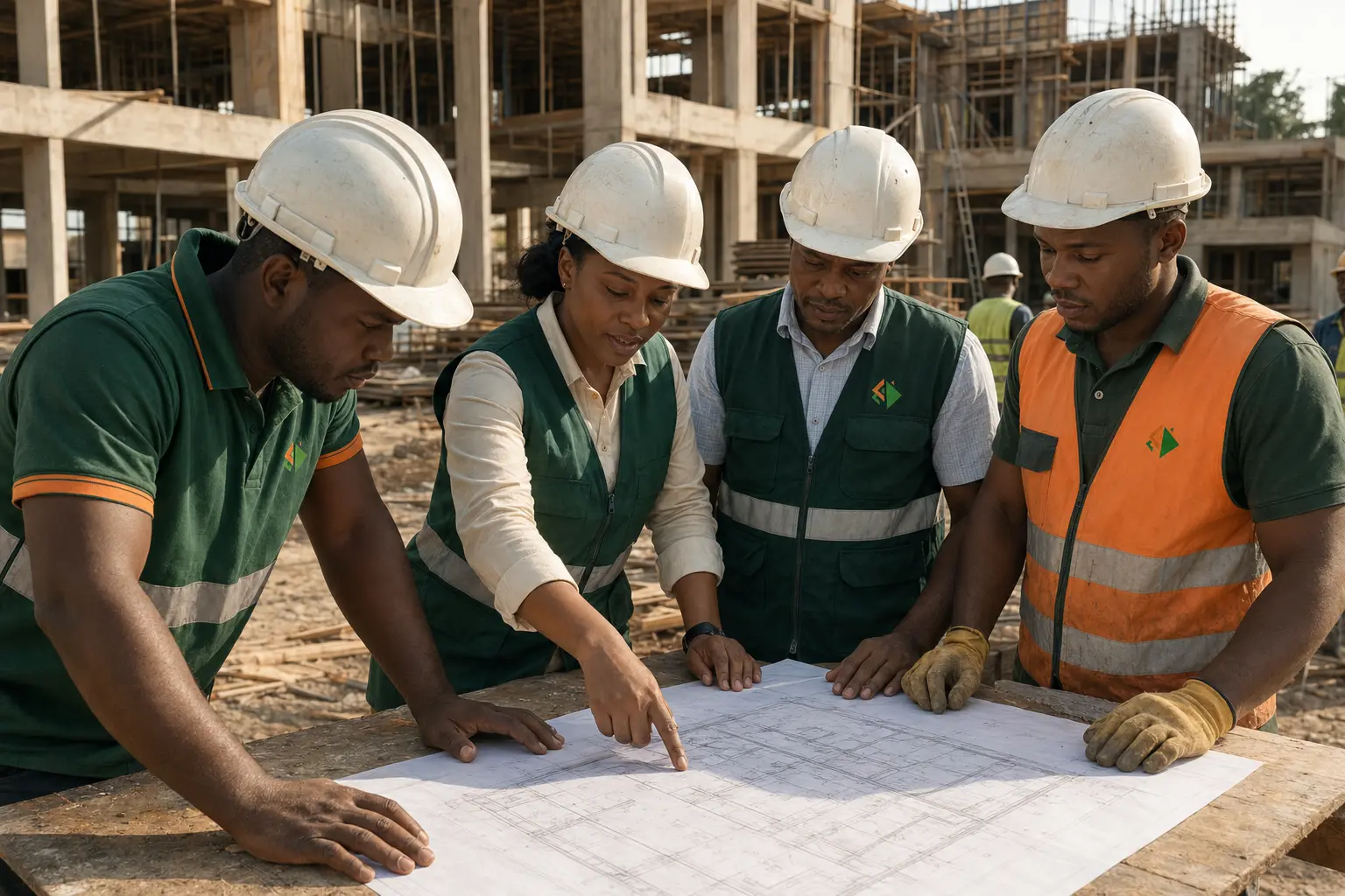 Équipe Société Ivoire Plus International SARLU en coordination sur un chantier